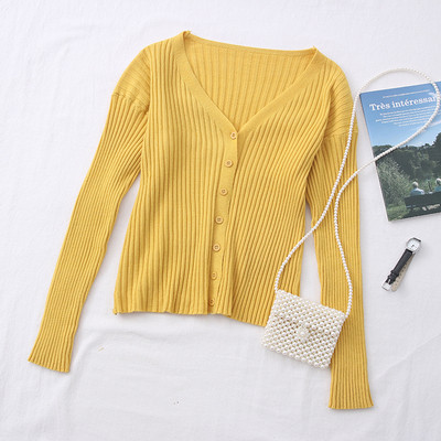 Γυναικεία ζακέτα με λαιμόκοψη και μακριά μανίκια