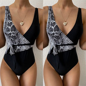 Täielik ussimustri ja vöörihmaga ujumistrikoo