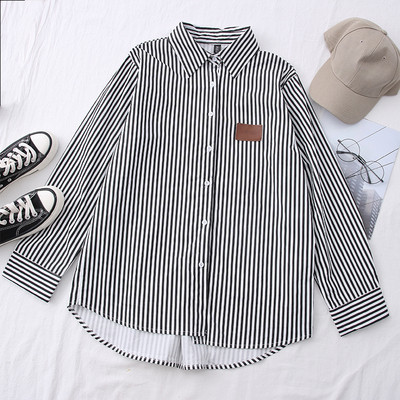 Naiste triibuline särk - klassikaline krae ja pikad varrukad