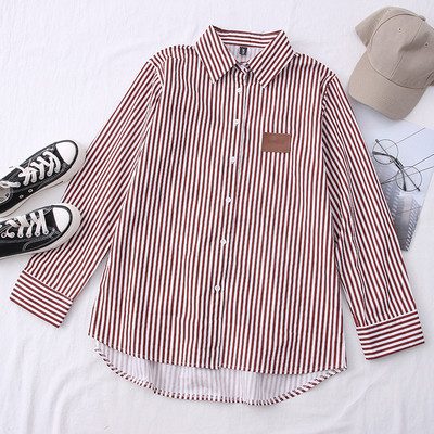 Naiste triibuline särk - klassikaline krae ja pikad varrukad