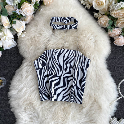 Női sima felső modell vagy kígyómintával és fémláncokkal