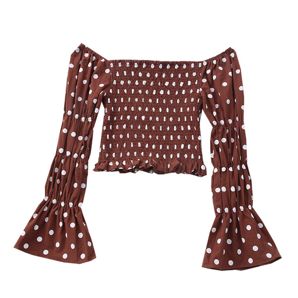 Moderna sieviešu blūze ar laivas kakla izgriezumu un lotosa piedurknēm