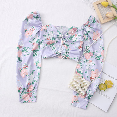 Bluza scurta dama model nou cu model floral