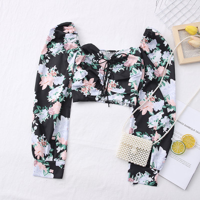 Bluza scurta dama model nou cu model floral