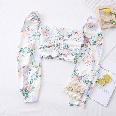 Bluza scurta dama model nou cu model floral