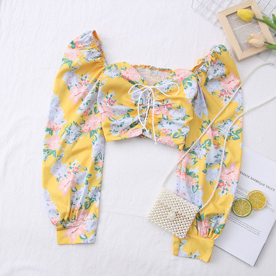 Bluza scurta dama model nou cu model floral