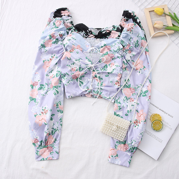 Bluza scurta dama model nou cu model floral