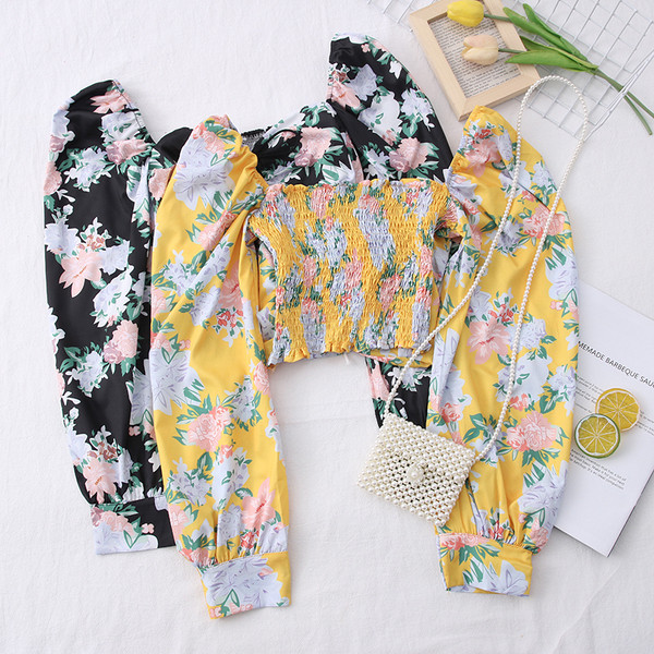 Bluza scurta dama model nou cu model floral