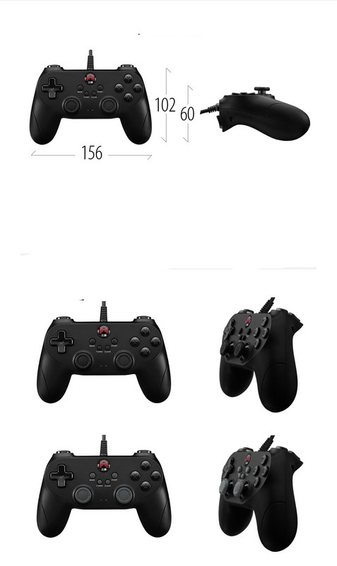 Spēļu pults ar USB vibrācijas kabeļiem melnā krāsā
