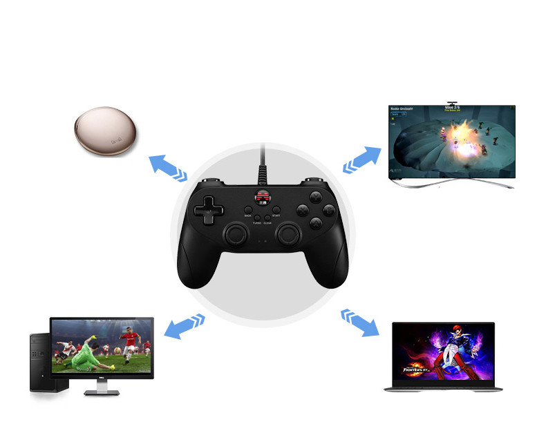 Spēļu pults ar USB vibrācijas kabeļiem melnā krāsā