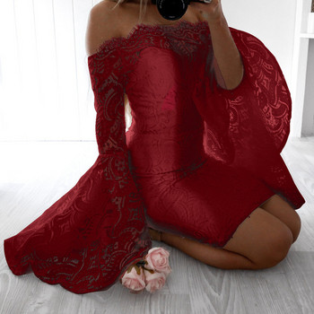 Κομψό γυναικείο φόρεμα εφαρμοστό μοντέλο με μανίκια πτώσεις