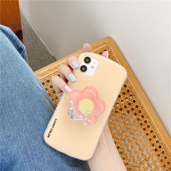 Maska za Iphone 11 sa držačem i 3D cvijetom sa sjajnim česticama