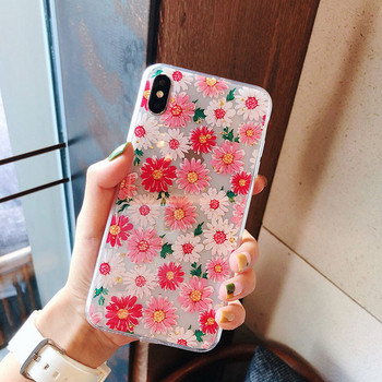 Силиконов калъф с цветя за  iPhone X/XS 