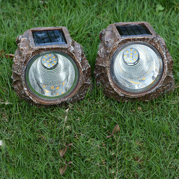 Vízálló napelemes reflektor lámpa kő formájú, udvarra alkalmas