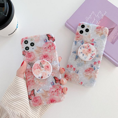 Калъф за Iphone 11 Pro Max с цветя и държач - два модела