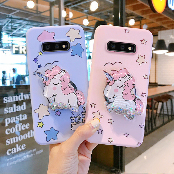 Ükssarviku hoidjaga silikoonümbris Samsung S10 jaoks