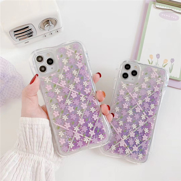 Διαφανής θήκη σιλικόνης με λουλούδια σε μωβ χρώμα