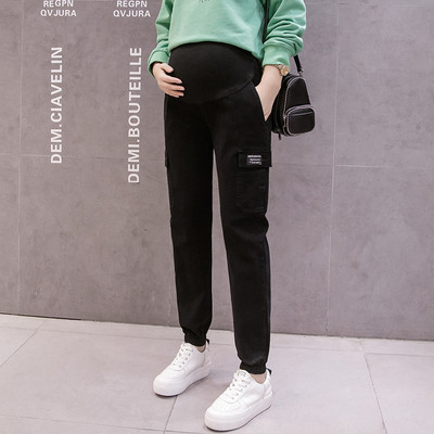 Hosszú női nadrág zsebekkel terhes nők számára