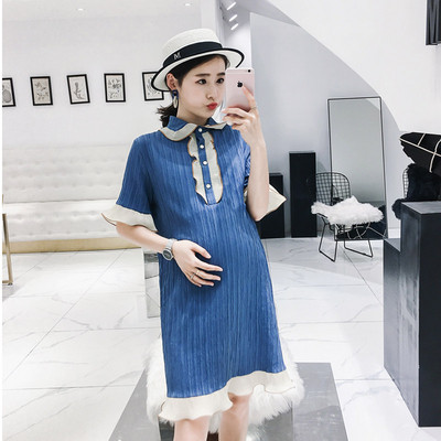 Uue mudeli lühikeste varrukatega naiste kleit rasedatele