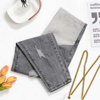 Új modell hosszú női farmer szakadt motívumokkal kismamáknak