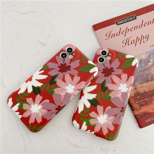 Többszínű tok Iphone 11-hez virágokkal