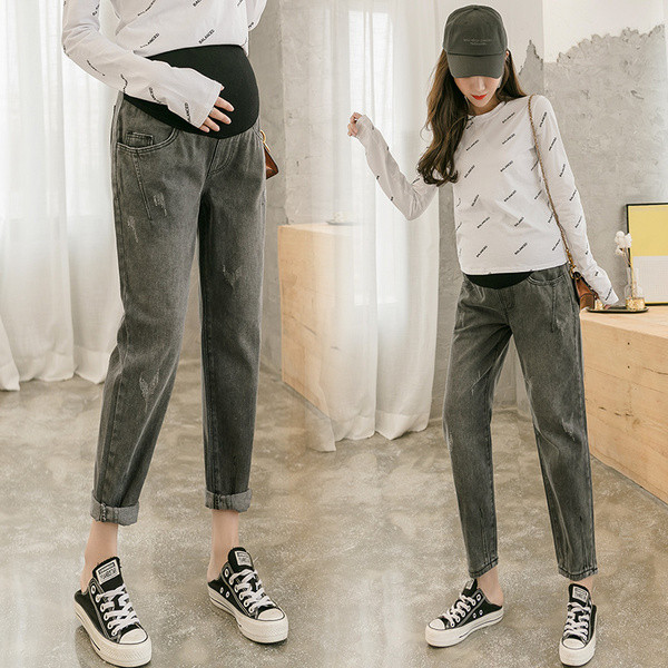 Naujas moteriškų džinsinių kelnių modelis nėščiosioms