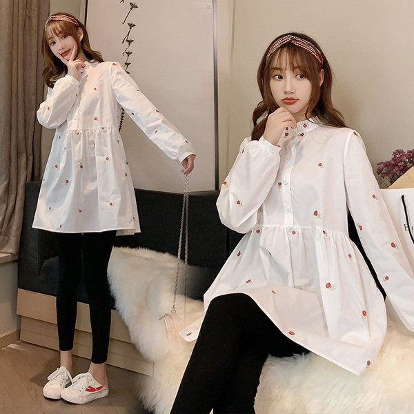 Naujo modelio moteriški marškinėliai balti nėščiosioms