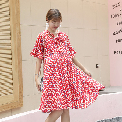 Rochie de dama cu maneca scurta pentru gravide in doua culori