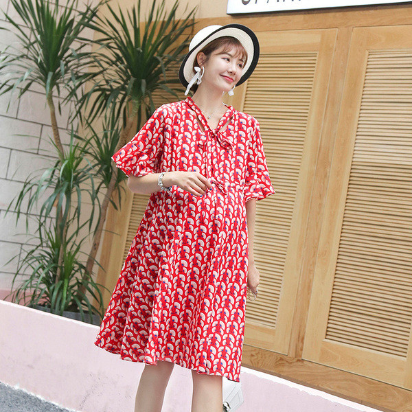 Rochie de dama cu maneca scurta pentru gravide in doua culori