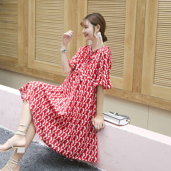 Rochie de dama cu maneca scurta pentru gravide in doua culori