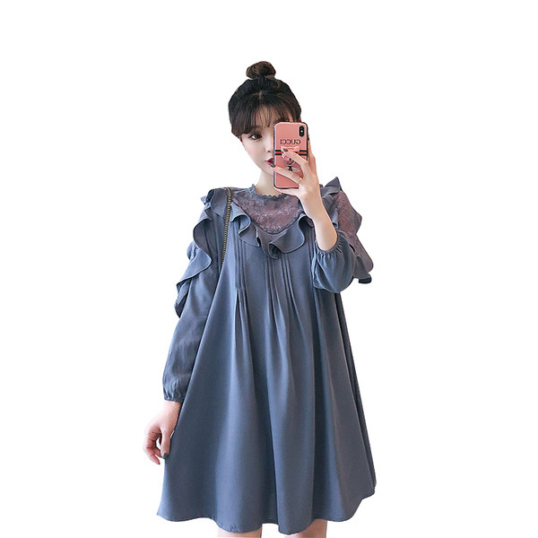 Rochie din sifon cu decolteu oval in albastru