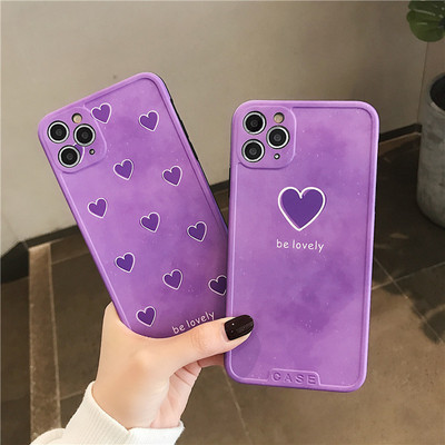 Калъф за Iphone 11 Pro Max в лилав цвят и сърца - два модела
