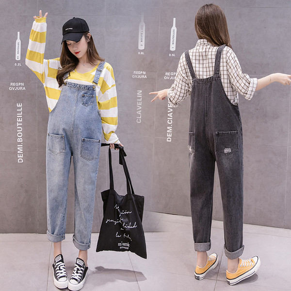 Naujas moteriškų džinsinių kombinezonų modelis nėščiosioms