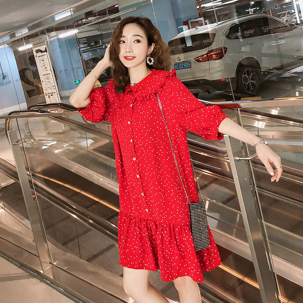 Naiste kleit rasedatele nööpide ja pikkade varrukatega