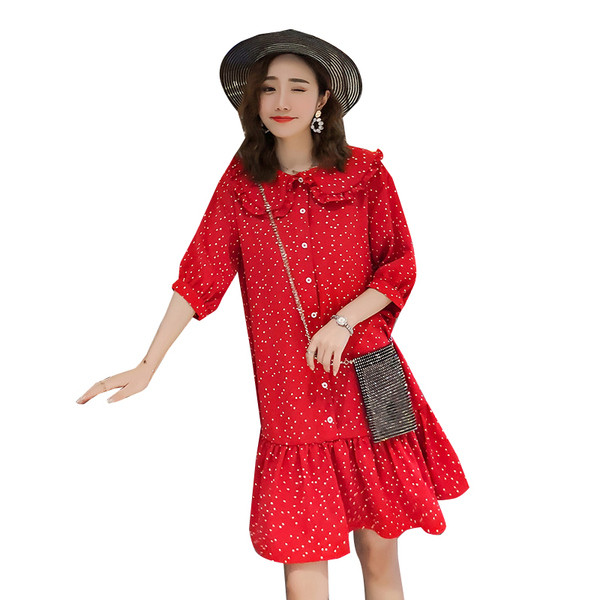 Naiste kleit rasedatele nööpide ja pikkade varrukatega