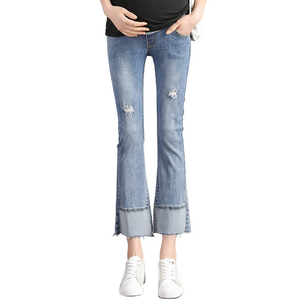 Jauns sieviešu džinsu modelis grūtniecēm ar saplēstiem motīviem - vairāki modeļi