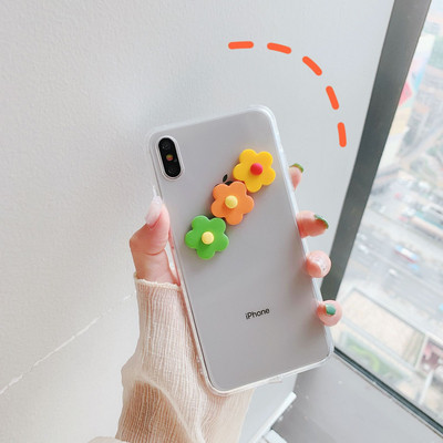 Θήκη σιλικόνης για iPhone X / XS με 3D λουλούδια - δύο μοντέλα