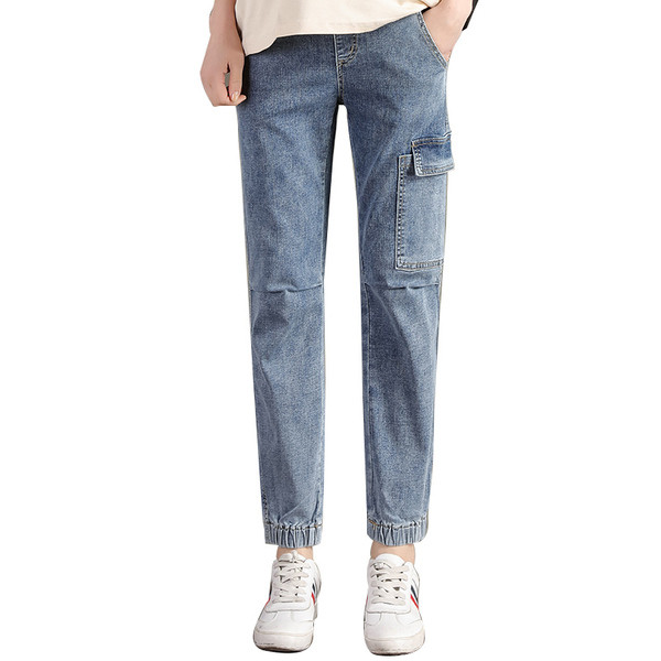 Sieviešu sporta džinsi ar kabatām grūtniecēm