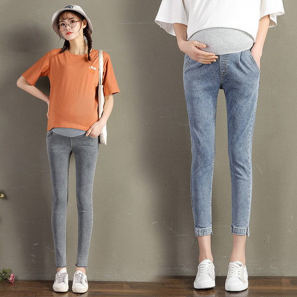 Női rugalmas farmer új modell magas derékkal terhes nők számára