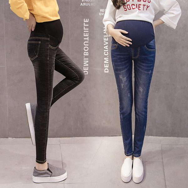 Slaida modeļa sieviešu džinsi ar augstu vidukli grūtniecēm