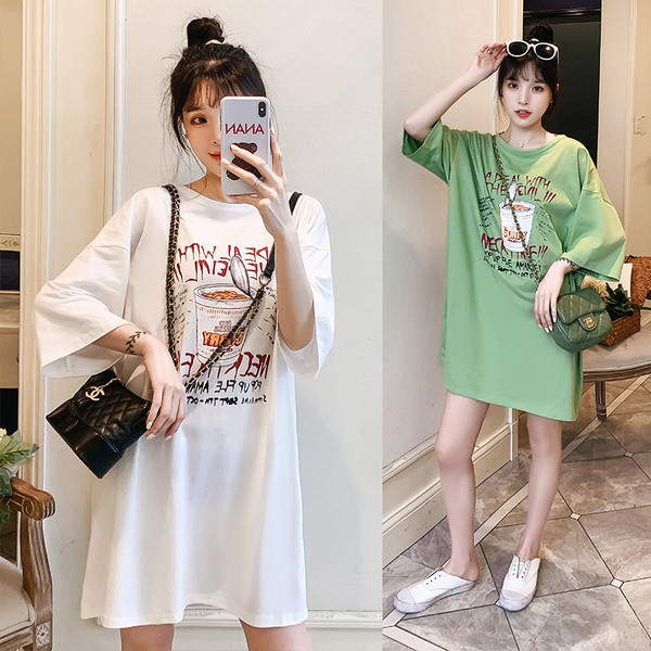 Naiste lai ovaalse kaelusega T-särk rasedatele naistele