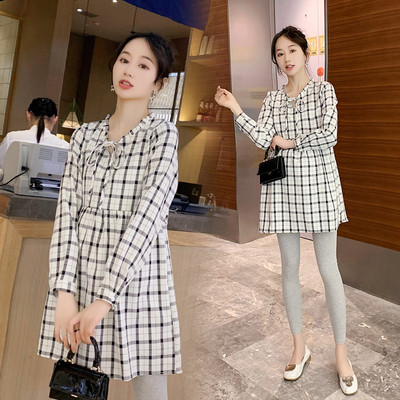 Moteriška languota tunika nėščiosioms ilgomis rankovėmis ir kaklaraiščiais