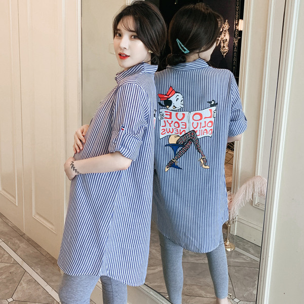 Modern női hosszú ing várandós nők számára színes mintával