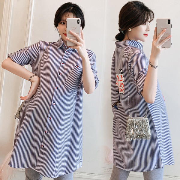 Modern női hosszú ing várandós nők számára színes mintával