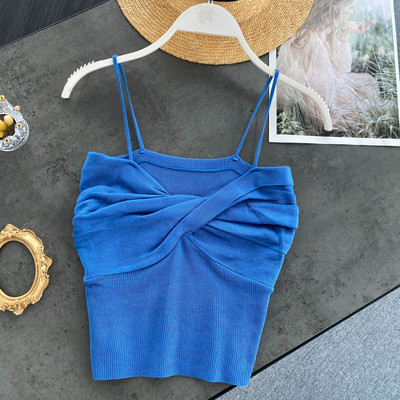 Sieviešu īss topus ar plānām lencēm