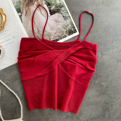 Sieviešu īss topus ar plānām lencēm