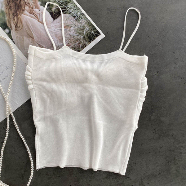 Sieviešu īss topus ar plānām lencēm