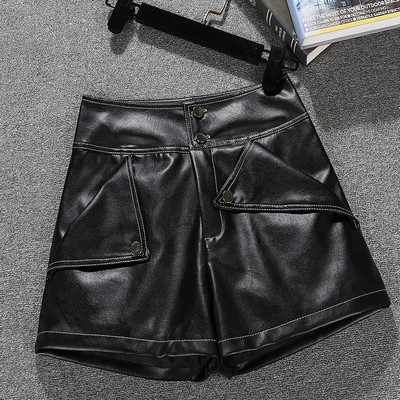 Sieviešu šorti ar augstu vidukli no eko ādas