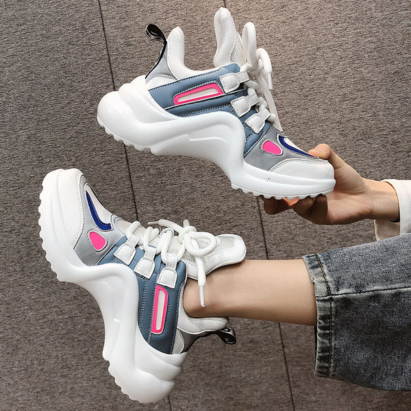 Női színes tornacipő új modellje kék és rózsaszín fűzővel