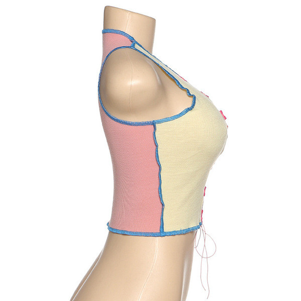 Modern női felső, mély nyakkivágással és megkötővel